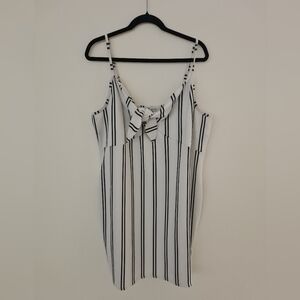 Rue21 White and Black Vertical Stripe Tie-Front Cami